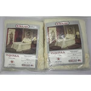 Wilkinson Vintage NOS Pair of White Quilted Ruffled Pillow Shams Standard NWT